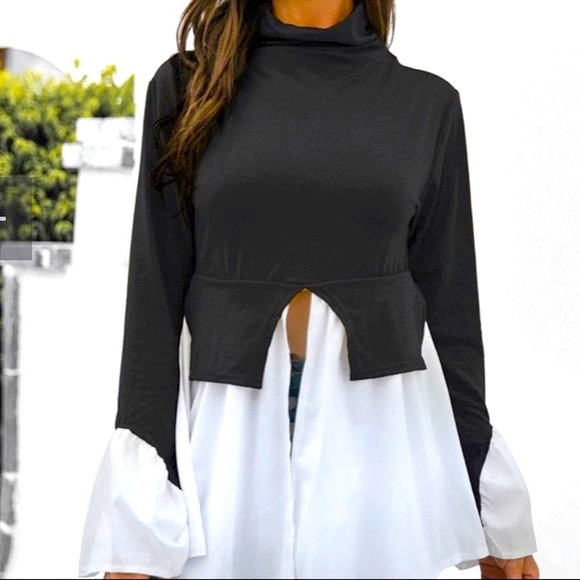 Couture Two Tone Ruffle Hem Sweater - Picture 9 of 16